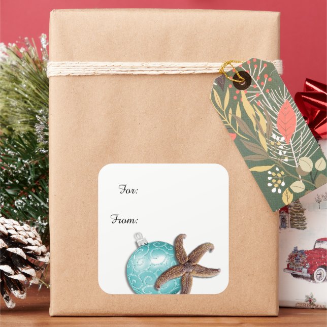 Navidades tropicales Starfish Pegatinas de regalo (Vacaciones)