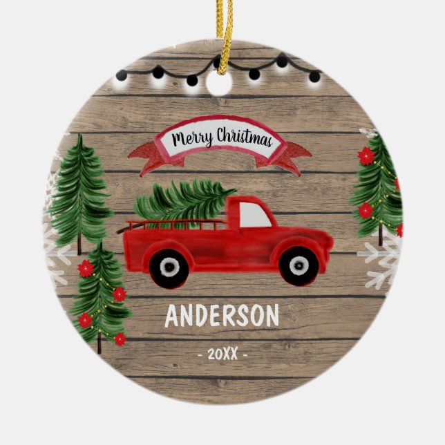 NAVIDADES TRUCK Ornamento de Navidad de Familia Rú (Frente)