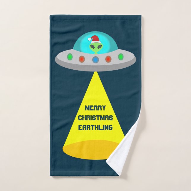 Navidades UFO Ho Ho Alien Personalizado de platill (Toalla de mano)