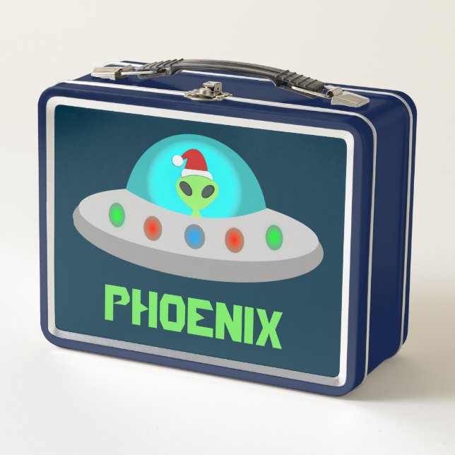 Navidades UFO Ho Ho Alien Personalizado de platill (Anverso)