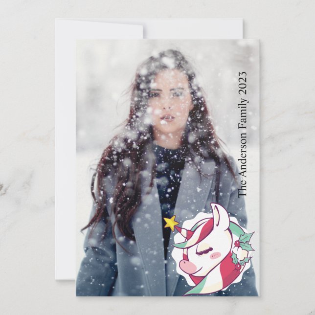 Navidades Unicorn añaden tu propia tarjeta de fest (Anverso)