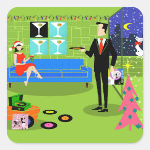 Navidades urbanos retro Pegatinas en pareja