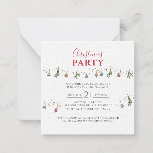Navidades Vacaciones Fiesta Invitación Botánica (Anverso)