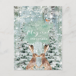 navidades vacaciones invierno robin hares postal