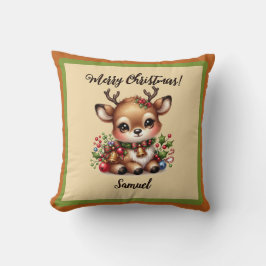 Navidades venado con Cojín decorativo de nombre