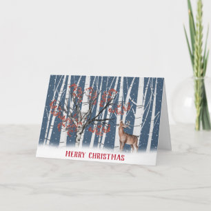 Navidades Venados Con Tarjeta De Árbol De Berry