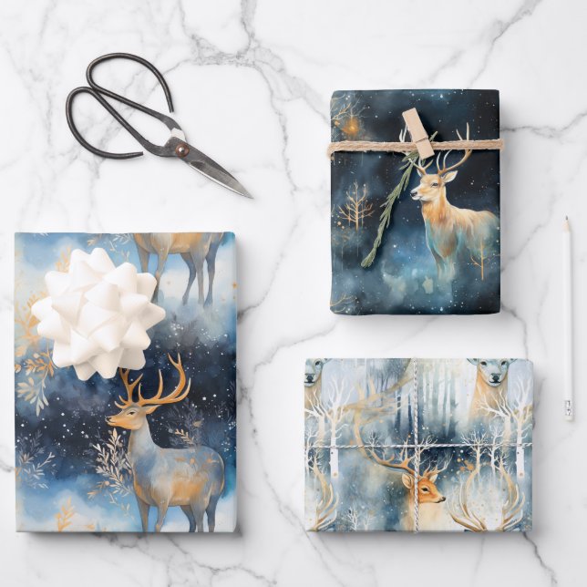 Navidades venados Envoltura Papel regalo envoltura (Anverso)