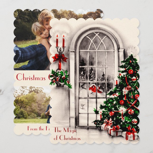 Navidades Ventana Luces Tarjeta fotográfica plana (Anverso / Reverso)