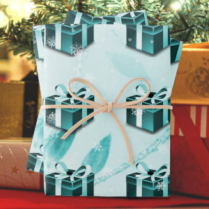 Navidades verde azulados entregan papel de envolvi