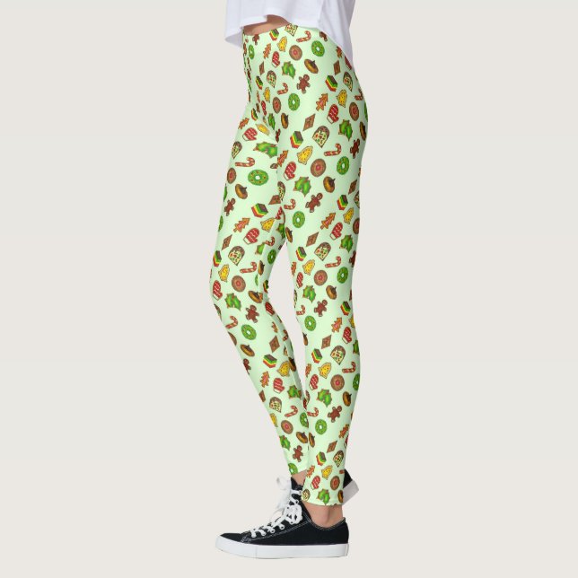 Navidades verdes Cookie Cookies Leggings navideñas (Izquierda)