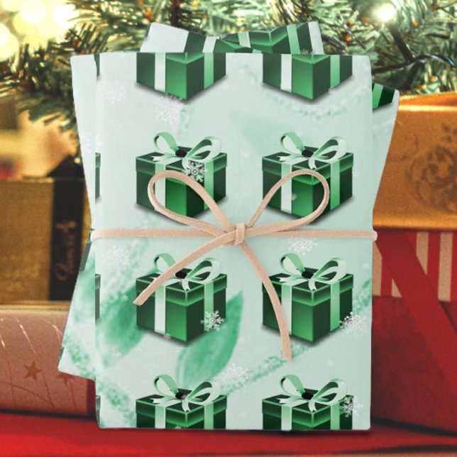 Navidades verdes dan papel de envolvimiento (Green Christmas Gift Wrapping Paper)
