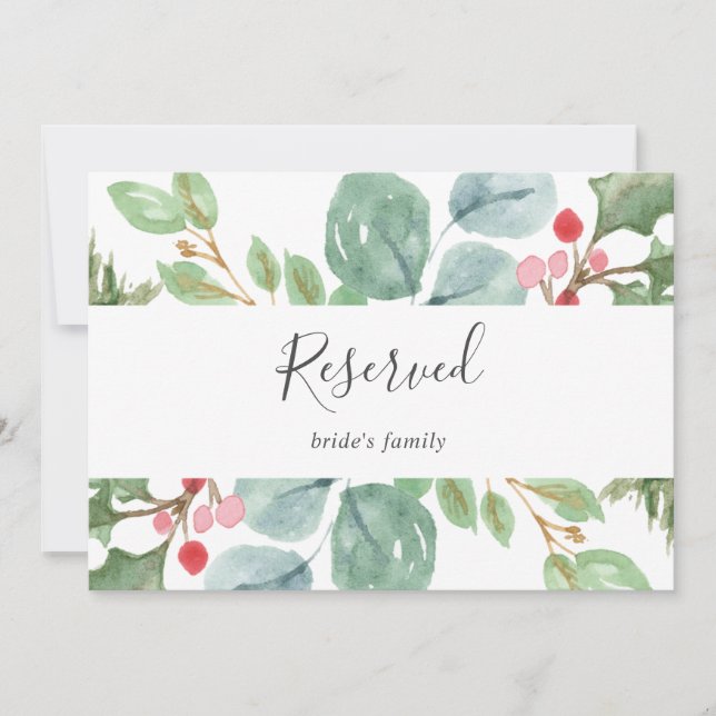 Navidades Verdor y Rótulo reservado de Berry Rojo (Anverso)