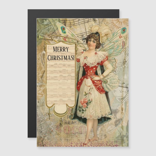 Navidades victorianos anuncian carta musical (Anverso/Reverso)