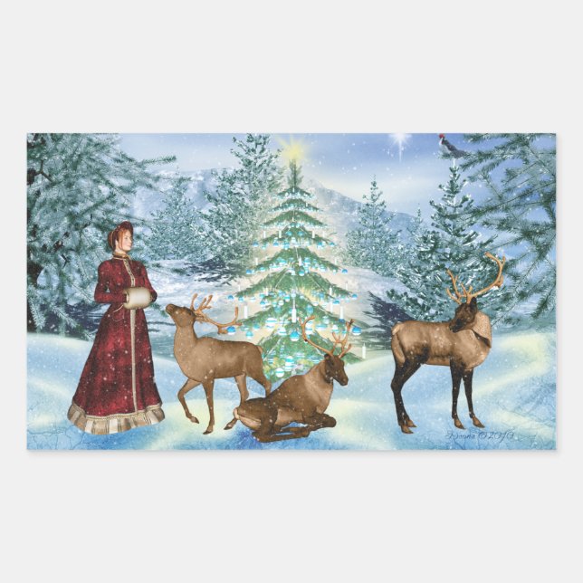 Navidades victorianos Pegatinas de invierno (Anverso)