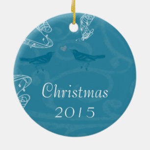 Navidades Vintage Bluebirds Parejas Foto Ornamento