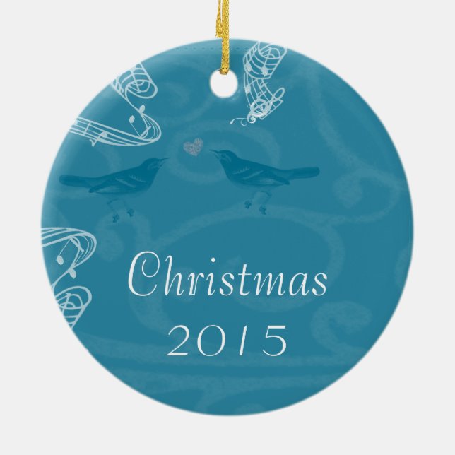 Navidades Vintage Bluebirds Parejas Foto Ornamento (Atrás)