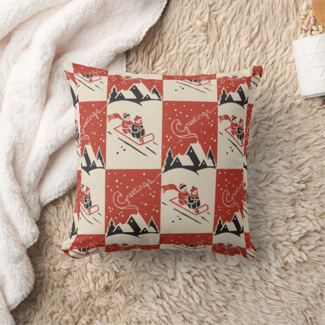 Navidades, vintage, retro, almohada de patrón de v (Manta)