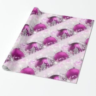 Navidades Violeta Roja Y Plata Envuelven Papel