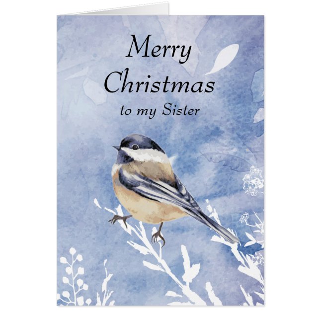 Navidades Watercolor Chickadee Bird Sister (Frente)