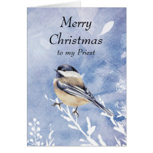 Navidades Watercolor Chickadee Bird Winest Priest