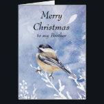 Navidades Watercolor Chickadee Bird Winter Brother<br><div class="desc">Te deseo felicidad y bendición Hermano esta temporada de vacaciones Navidades con un lindo pájaro acuarela de pollo en la nieve de invierno. para los que aman la naturaleza y la vida salvaje</div>
