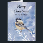 Navidades Watercolor Chickadee Bird Winter Brother<br><div class="desc">Te deseo felicidad y bendición Hermano esta temporada de vacaciones Navidades con un lindo pájaro acuarela de pollo en la nieve de invierno. para los que aman la naturaleza y la vida salvaje</div>