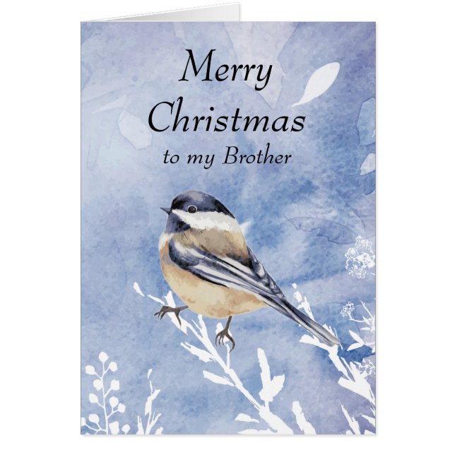 Navidades Watercolor Chickadee Bird Winter Brother (Frente)