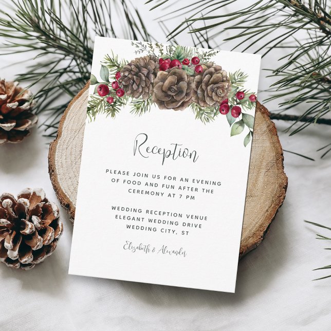 Navidades Watercolor Pinecones Boda Recepción (Subido por el creador)
