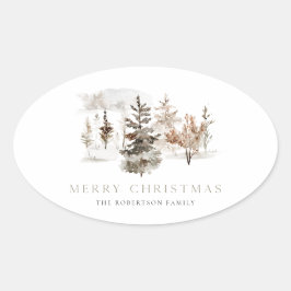 Navidades Watercolor Winter Landscape Pegatina