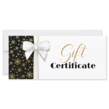 Navidades White Bow Black Luxury Gold Snowflakes