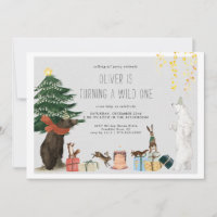 Navidades Wild One Fiesta Invitación animal
