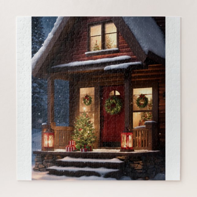 NAVIDADES WINTER LOG CABIN JIGSAW PUZZLE (Vertical)