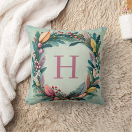 Navidades Wreath almohada inicial