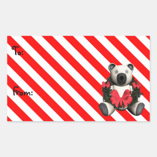Navidades Wreath Bear Gift Tag Pegatinas