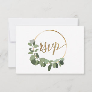 Navidades Wreath boda Gold RSVP sin correo