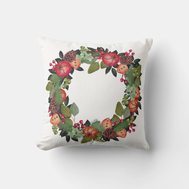 Navidades Wreath Cojín decorativo (Anverso)