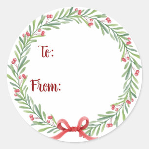 Navidades Wreath Gift Tag Pegatinas