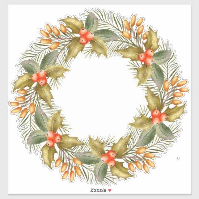 Navidades Wreath Pegatina (Hoja)
