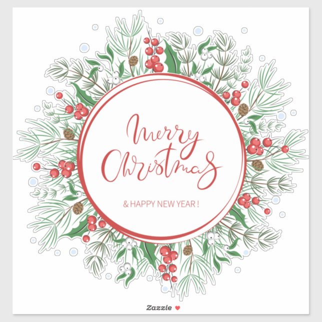 Navidades Wreath Pegatina (Hoja)