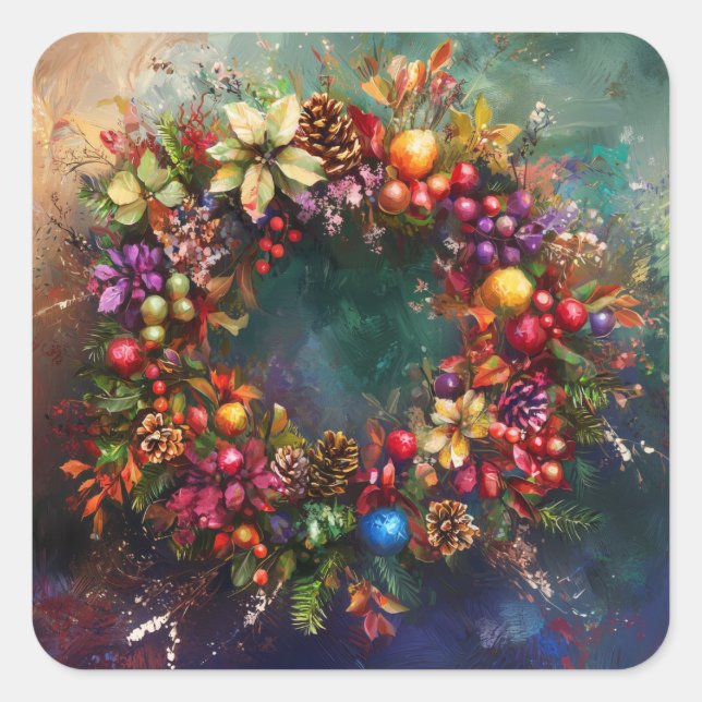 Navidades Wreath Pegatinas (Anverso)