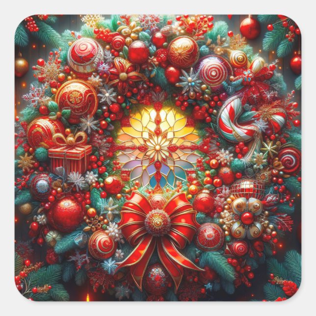 Navidades Wreath Pegatinas (Anverso)