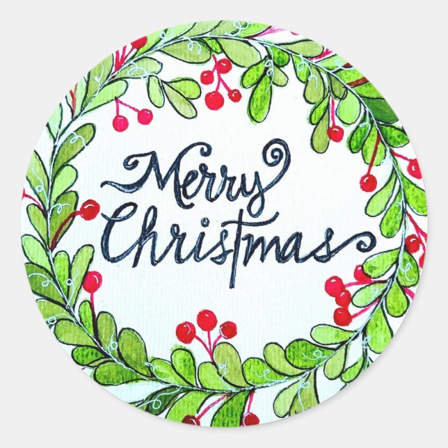 Navidades Wreath Pegatinas (Anverso)