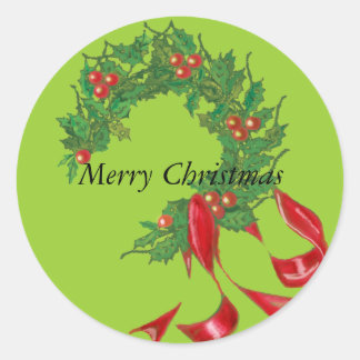 Navidades Wreath Red Bow Pegatinas