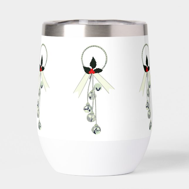 Navidades Wreath Wine Tumbler (Trasero)