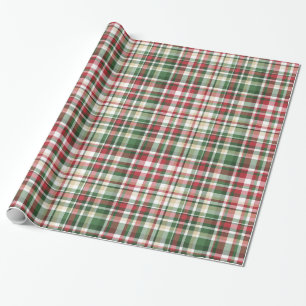 Navidades XMAS Plaid Tartan Red Gre Papel de envol