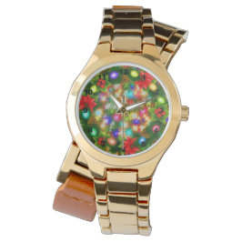 Navidades y reloj de pulsera de oro de Año Nuevo