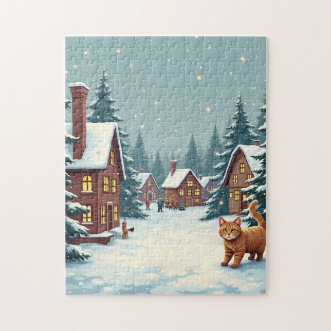 Navidades y rompecabezas del gato (Vertical)