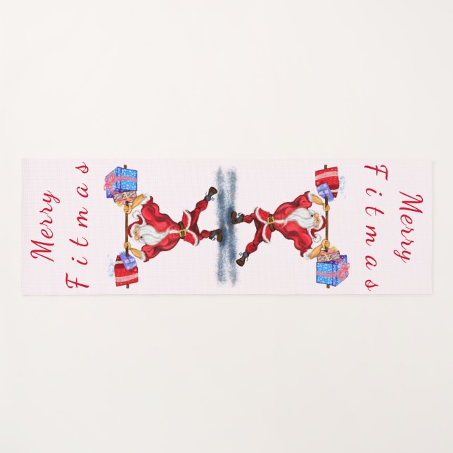 Navidades Yoga Mat Bodybuilder Santa con regalo (Anverso (horizontal))