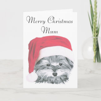 Navidades Yorkie Dog, Feliz Navidad Tarjeta de Mam