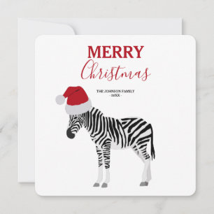 Navidades Zebra Funny Animal con tarjeta Santa Hat